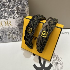 Fendi Headband FF Motif Embossed Vintage Braid Hairbands