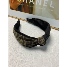 Fendi Headband FF Motif Embossed Vintage Women Hairbands Brown